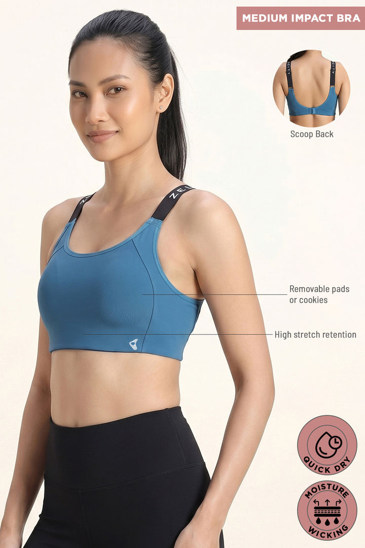 Zelocity Medium Impact Sports Bra - Saxony Blue — image 7